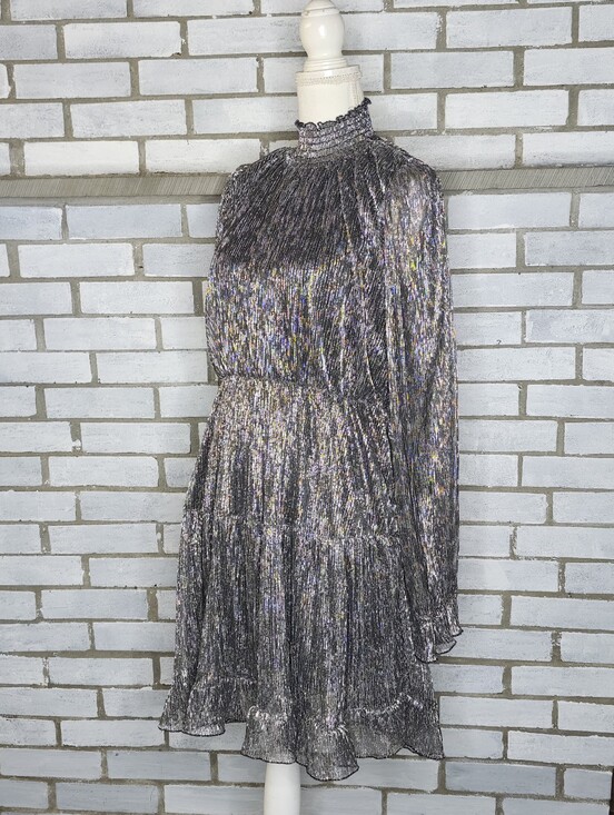 o.p.t Dresses & Skirts - • NWT One Pretty Time Long Sleeve Mock Neck A-Line Dress Size XL Silver & Black